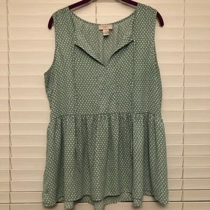 LOFT Green Sleeveless Peplum Blouse